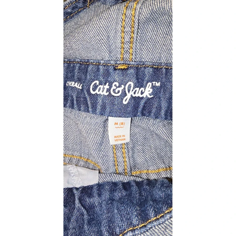 Cat & Jack Girls Medium Wash Denim Overalls Straight Leg Size M 8